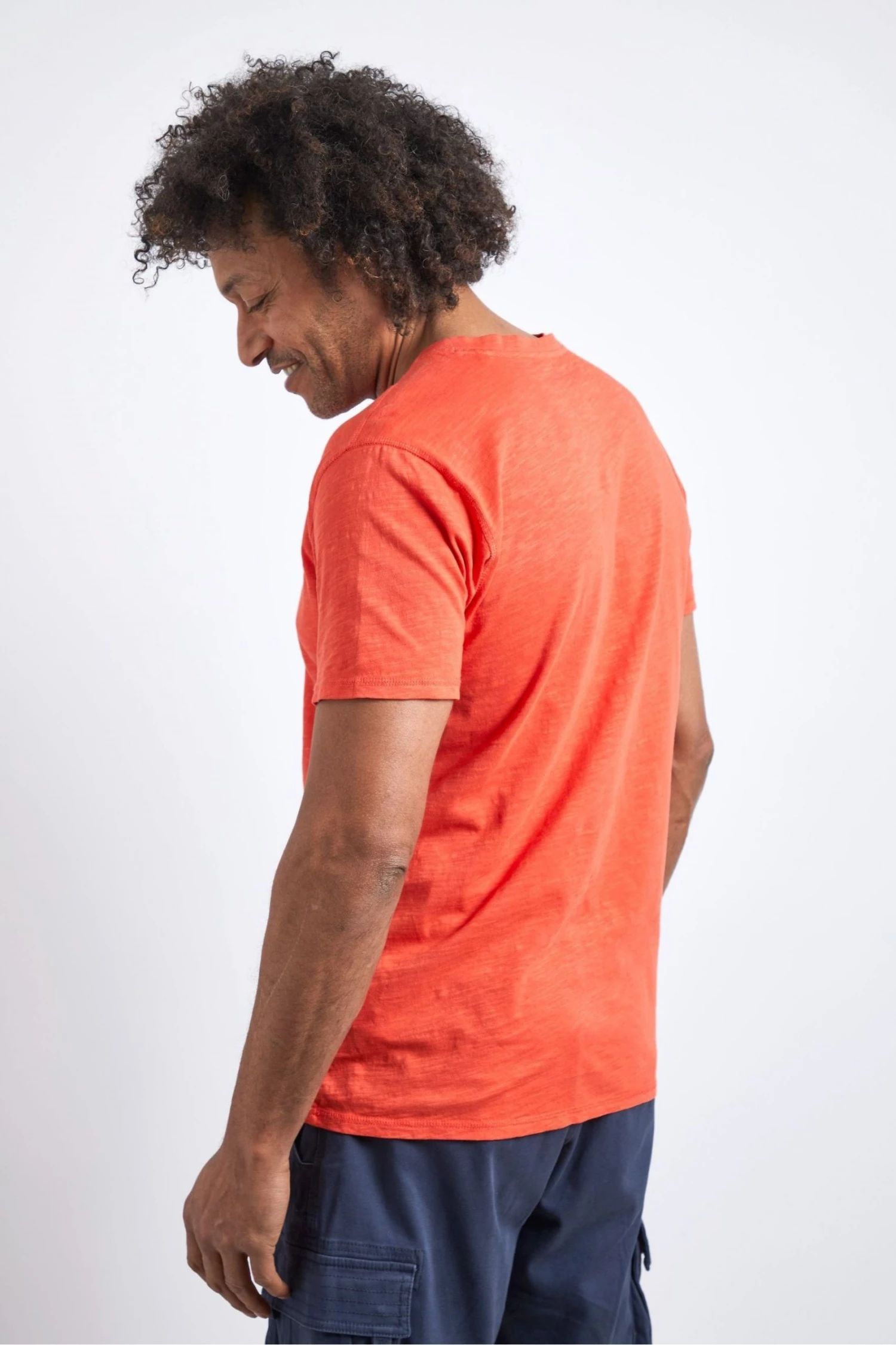 Weird Fish Orange Organic Cotton Short Sleeve Henley Top 2 Weird Fish Orange Organic Cotton Short Sleeve Henley Top - Image 2