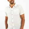 Weird Fish Cream Westray Short Sleeve Linen Rich Faded Shirt