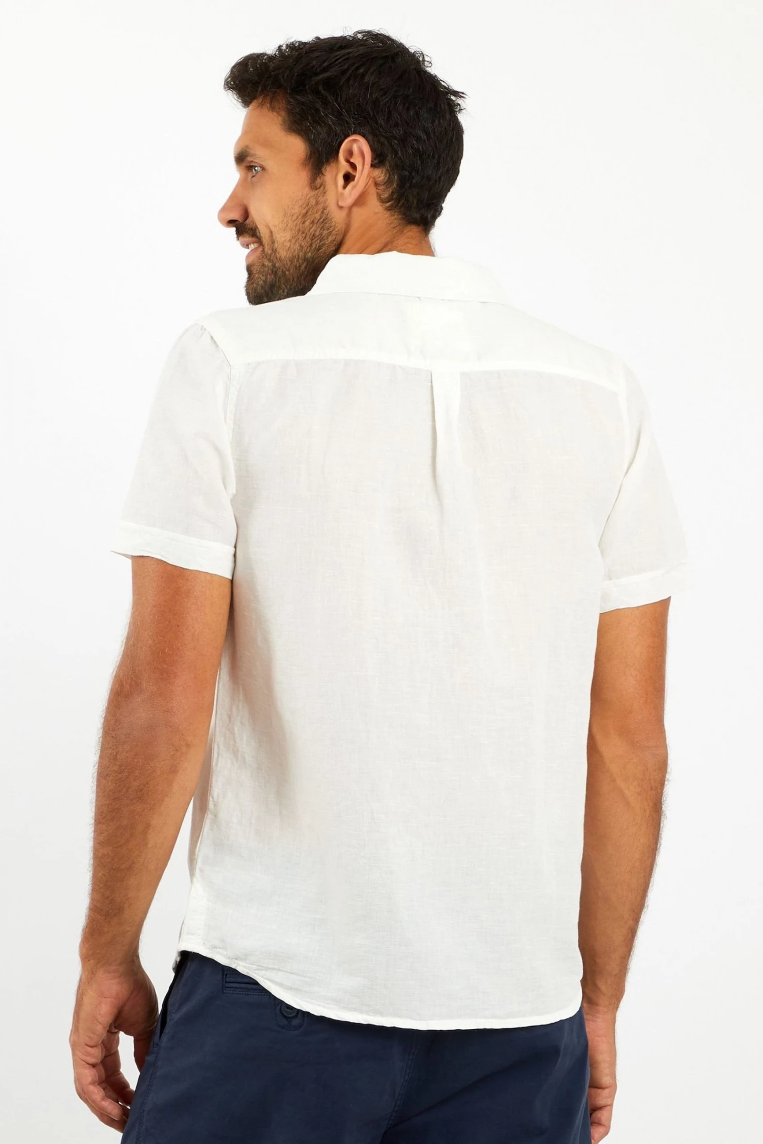 Weird Fish Cream Westray Short Sleeve Linen Rich Faded Shirt 2 Weird Fish Cream Westray Short Sleeve Linen Rich Faded Shirt - Image 2