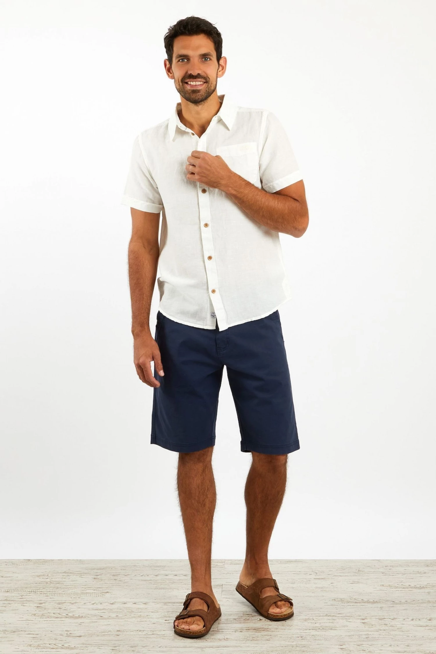 Weird Fish Cream Westray Short Sleeve Linen Rich Faded Shirt 3 Weird Fish Cream Westray Short Sleeve Linen Rich Faded Shirt - Image 3