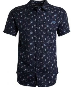 Weird Fish Blue Benito Tencel™ Short Sleeve Printed Shirt -Weird Fish Sales unnamed file 1013