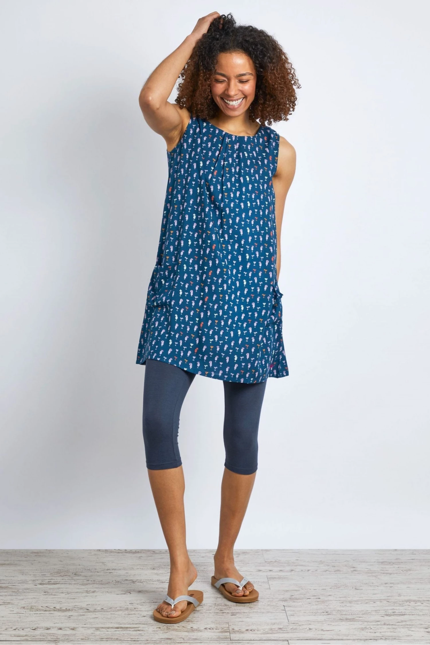 Weird Fish Juhi Blue ECOVERO™ Viscose Printed Tunic 1 Weird Fish Juhi Blue ECOVERO™ Viscose Printed Tunic