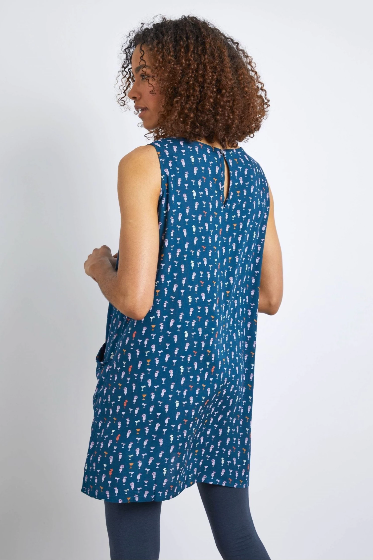 Weird Fish Juhi Blue ECOVERO™ Viscose Printed Tunic 2 Weird Fish Juhi Blue ECOVERO™ Viscose Printed Tunic - Image 2