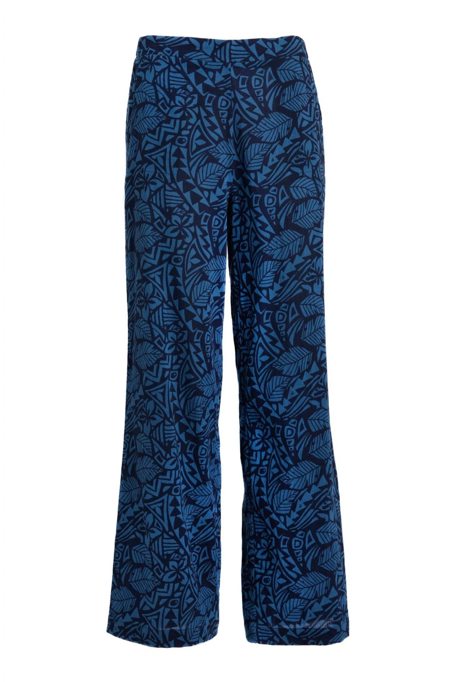 Weird Fish Navy Blue Lorena Printed Organic Cotton Cheesecloth Wide Leg Trousers 1 Weird Fish Navy Blue Lorena Printed Organic Cotton Cheesecloth Wide Leg Trousers