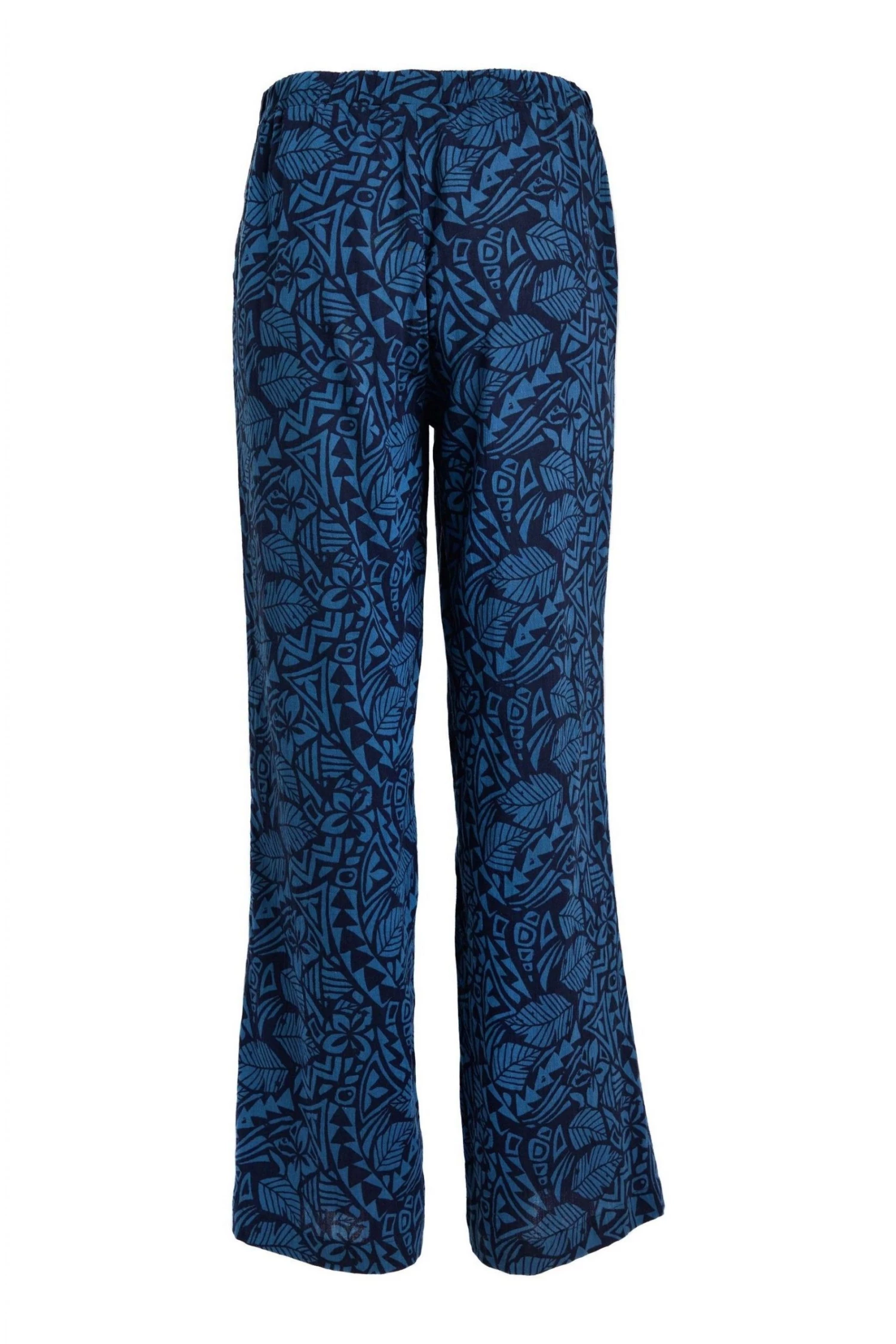 Weird Fish Navy Blue Lorena Printed Organic Cotton Cheesecloth Wide Leg Trousers 2 Weird Fish Navy Blue Lorena Printed Organic Cotton Cheesecloth Wide Leg Trousers - Image 2