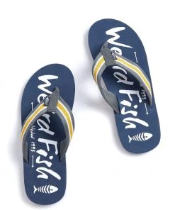 Weird Fish Blue Waterford Printed Flip Flops