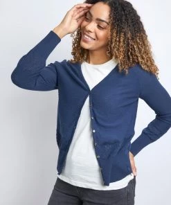 Weird Fish Blue Curran Organic Cotton Cardigan
