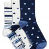 Weird Fish Blue Organic Cotton Patterened Socks 3 Pack