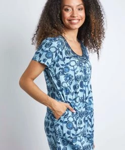 Weird Fish Santo Blue EcoVero™ Embroidered Tunic