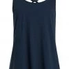 Weird Fish Navy Blue Natita Organic Cotton Twist Back Vest