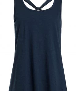 Weird Fish Navy Blue Natita Organic Cotton Twist Back Vest