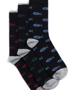 Weird Fish Black Ronan Organic Branded Socks 3 Pack