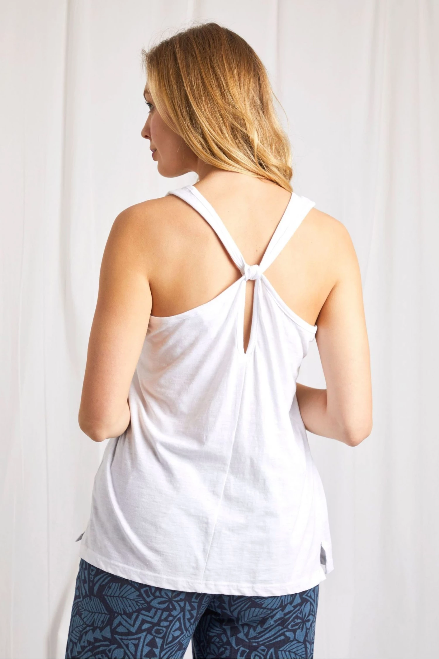 Weird Fish Natita White Organic Cotton Twist Back Vest 2 Weird Fish Natita White Organic Cotton Twist Back Vest - Image 2