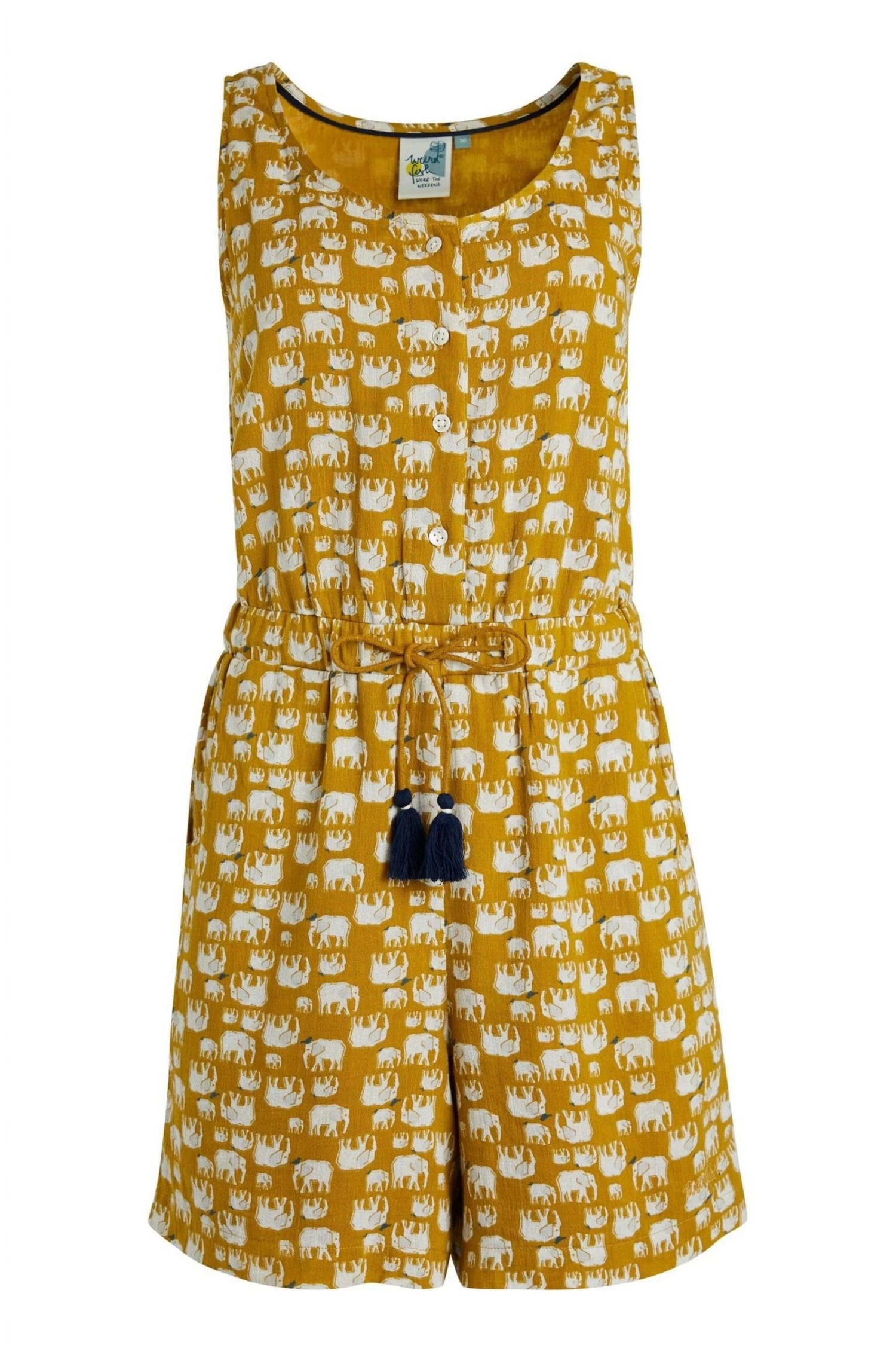 Weird Fish Green Olivine Flik Organic Cotton Printed Cheesecloth Playsuit 5 Weird Fish Green Olivine Flik Organic Cotton Printed Cheesecloth Playsuit - Image 5