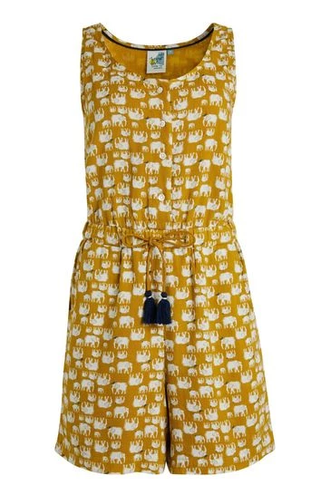 Weird Fish Green Olivine Flik Organic Cotton Printed Cheesecloth Playsuit 6 Weird Fish Green Olivine Flik Organic Cotton Printed Cheesecloth Playsuit - Image 6