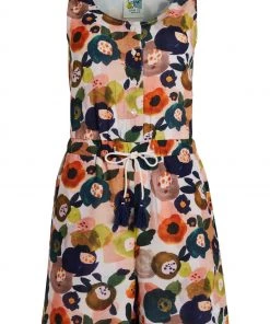 Weird Fish Pink Flik Organic Cotton Printed Cheesecloth Playsuit