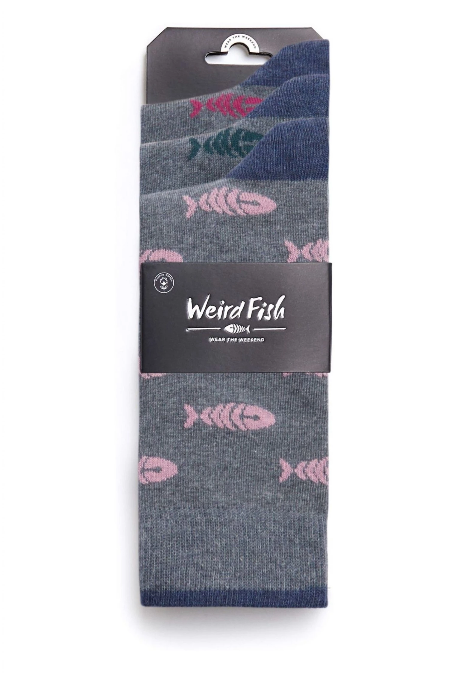 Weird Fish Grey Ronan Organic Branded Socks 3 Pack 1 Weird Fish Grey Ronan Organic Branded Socks 3 Pack
