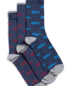 Weird Fish Blue Ronan Organic Branded Socks 3 Pack