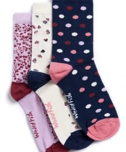 Weird Fish Red Organic Cotton Patterened Socks 3 Pack