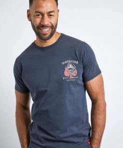 Weird Fish Navy Blue Motorcod Organic Cotton Heritage Artist T-Shirt