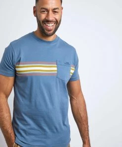 Weird Fish Blue Hillier Organic Cotton Striped T-Shirt