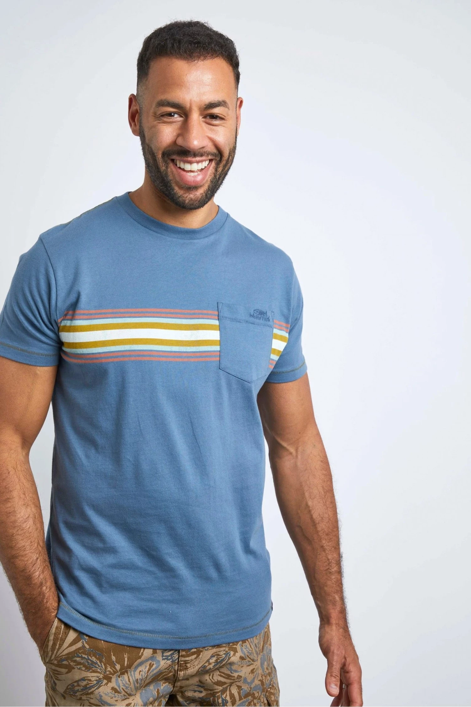 Weird Fish Blue Hillier Organic Cotton Striped T-Shirt 1 Weird Fish Blue Hillier Organic Cotton Striped T-Shirt