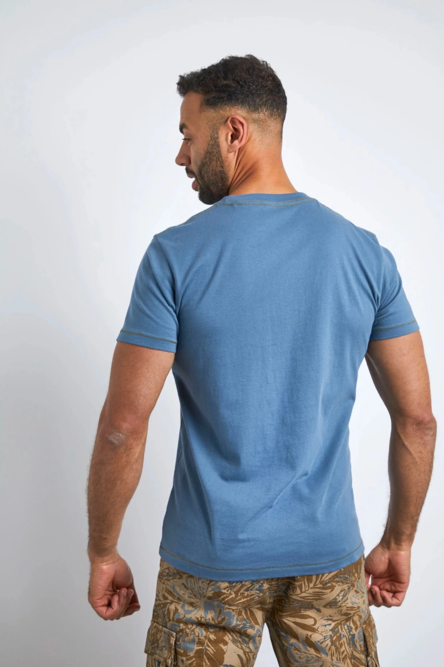 Weird Fish Blue Hillier Organic Cotton Striped T-Shirt 2 Weird Fish Blue Hillier Organic Cotton Striped T-Shirt - Image 2