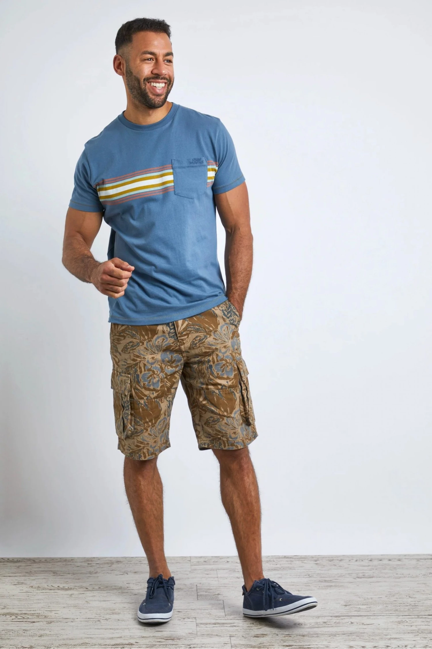 Weird Fish Blue Hillier Organic Cotton Striped T-Shirt 3 Weird Fish Blue Hillier Organic Cotton Striped T-Shirt - Image 3