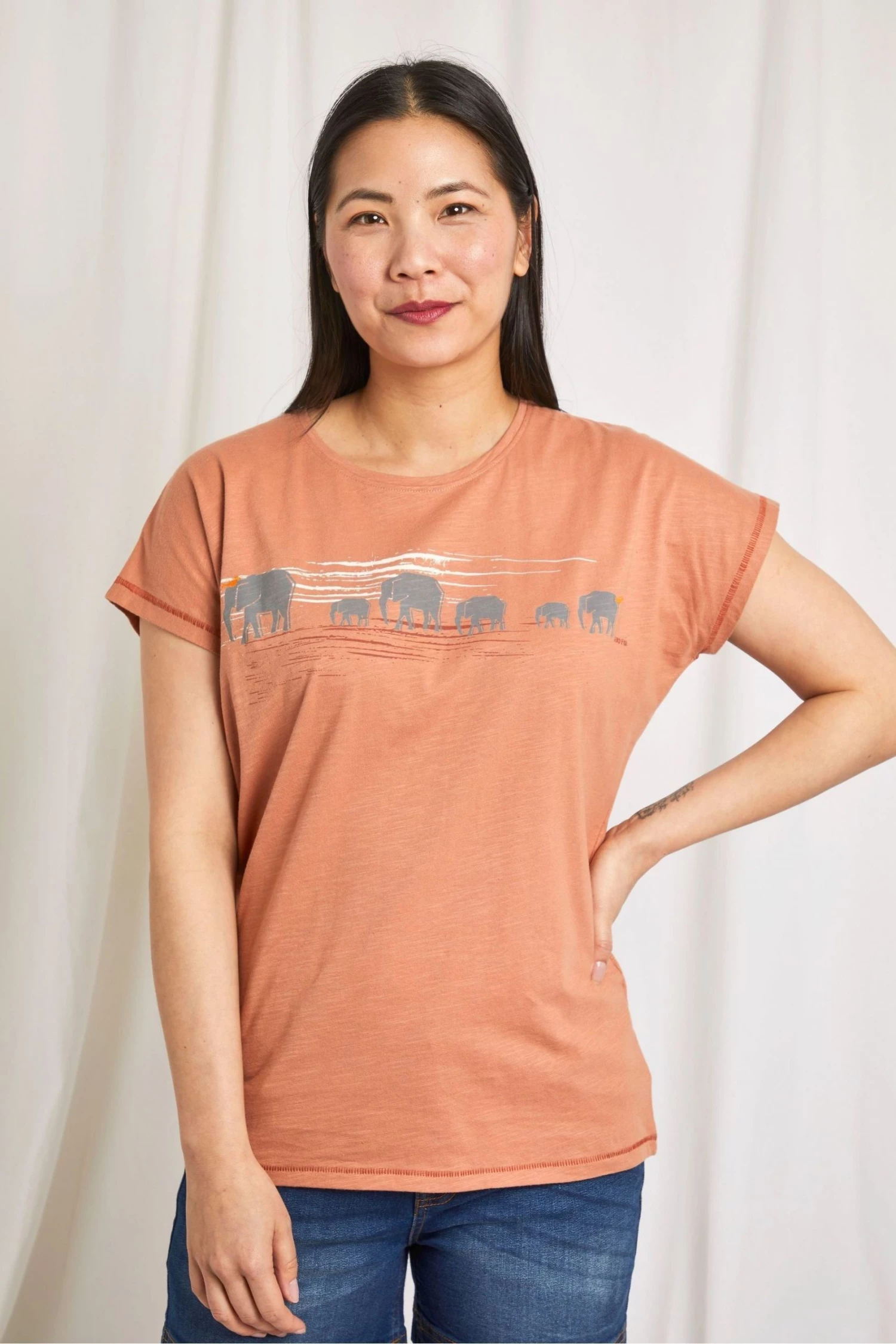 Weird Fish Brown Elephas Organic Cotton Graphic T-Shirt 1 Weird Fish Brown Elephas Organic Cotton Graphic T-Shirt