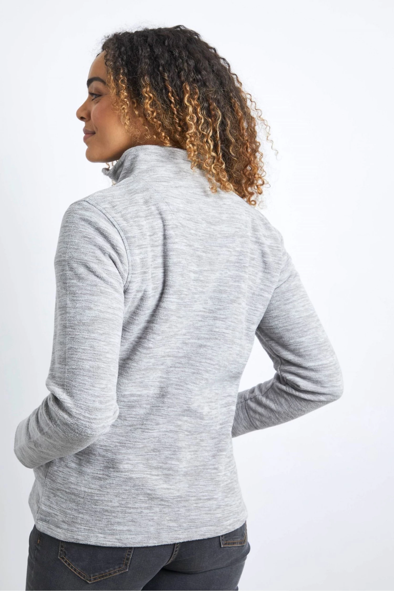 Weird Fish Grey Nancy Recycled 1/4 Zip Fleece 2 Weird Fish Grey Nancy Recycled 1/4 Zip Fleece - Image 2
