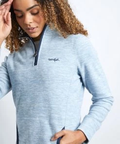 Weird Fish Nancy Blue Recycled 1/4 Zip Fleece