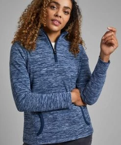 Weird Fish Blue Nancy Recycled 1/4 Zip Fleece