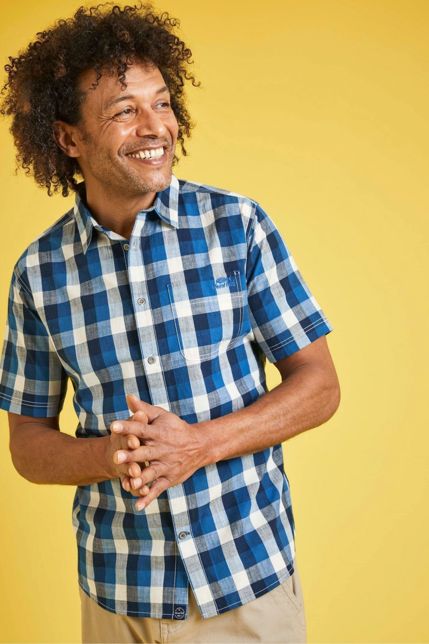 Weird Fish Blue Berkley Organic Cotton Short Sleeve Gingham Shirt 1 Weird Fish Blue Berkley Organic Cotton Short Sleeve Gingham Shirt