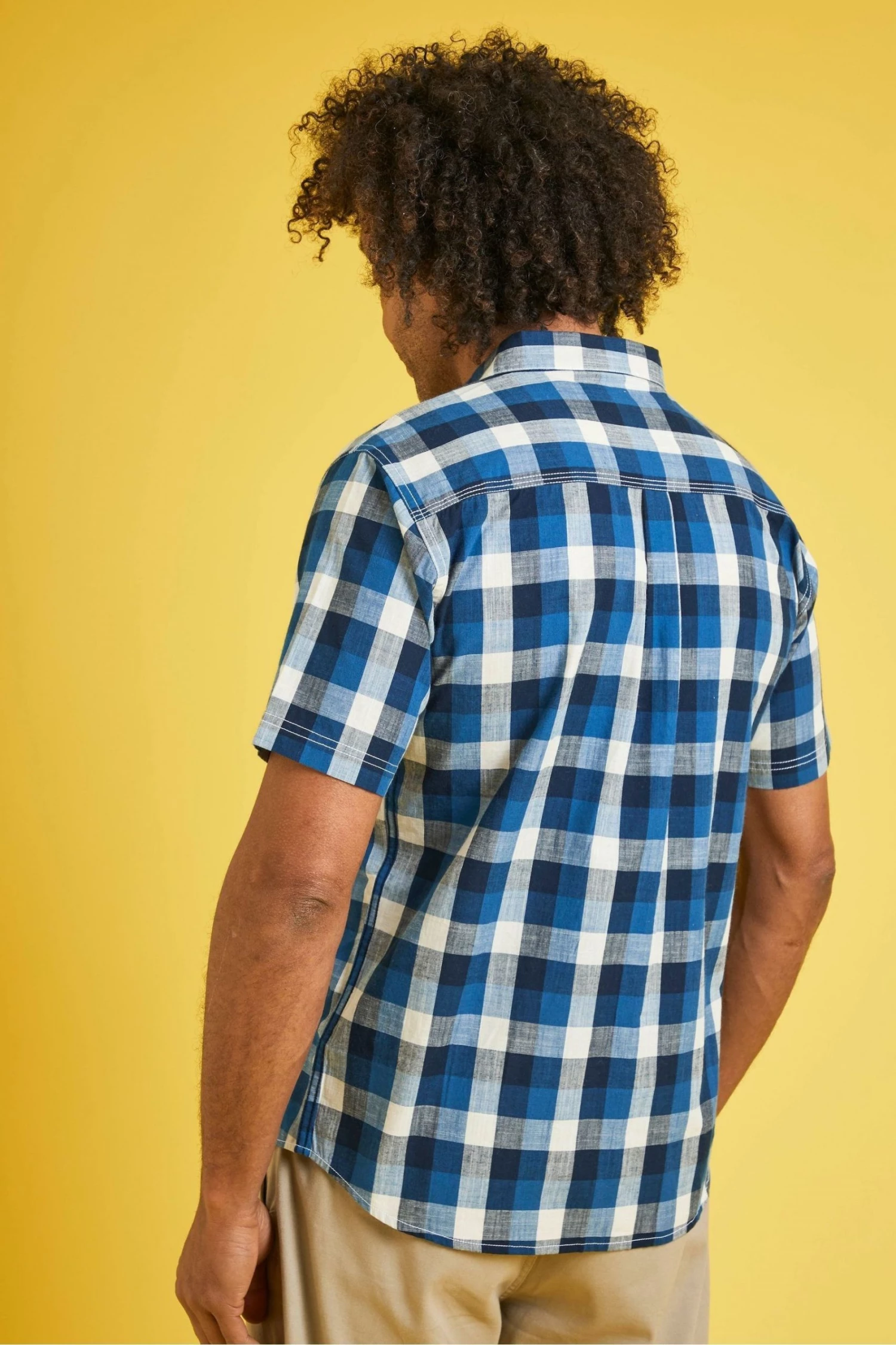 Weird Fish Blue Berkley Organic Cotton Short Sleeve Gingham Shirt 2 Weird Fish Blue Berkley Organic Cotton Short Sleeve Gingham Shirt - Image 2