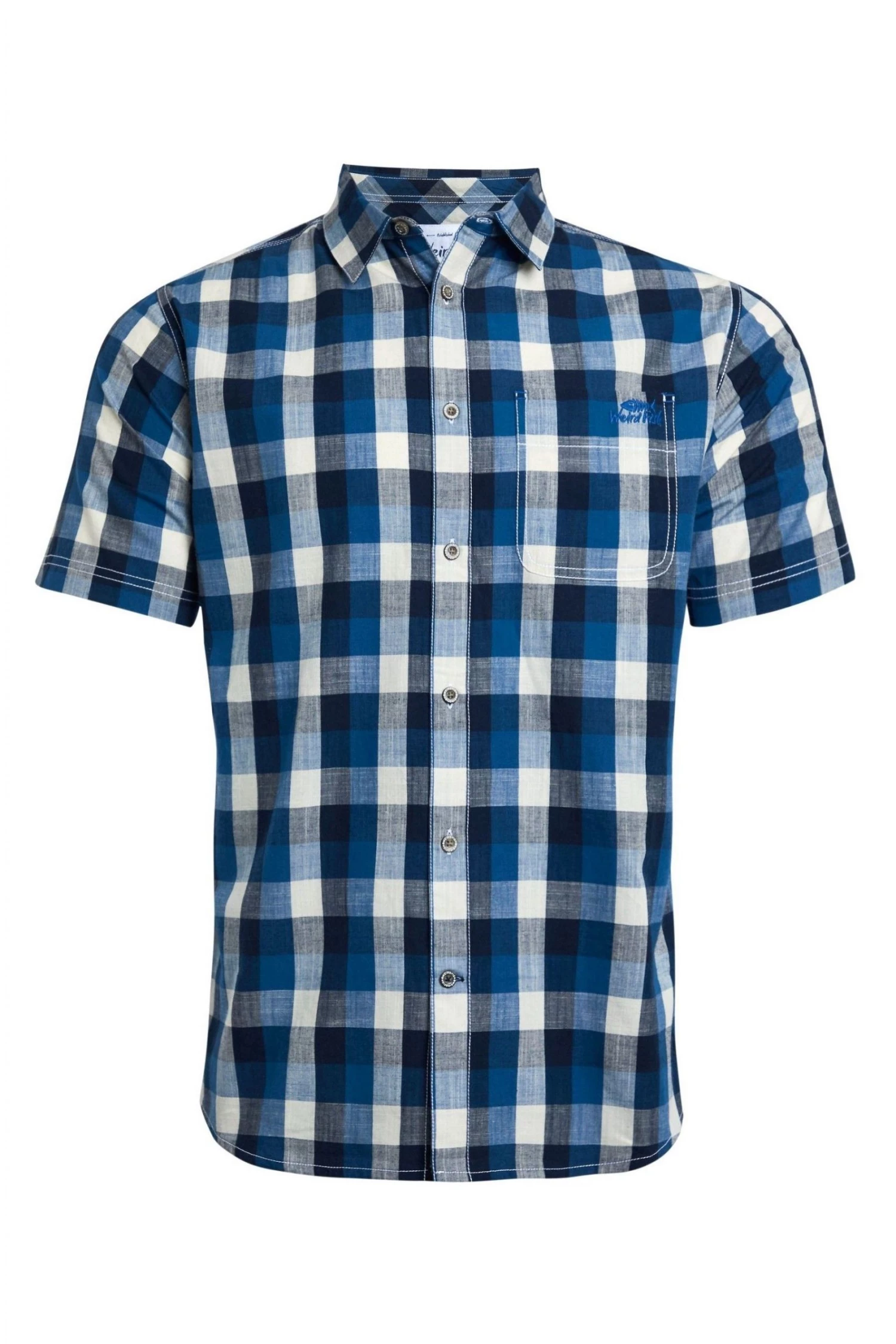 Weird Fish Blue Berkley Organic Cotton Short Sleeve Gingham Shirt 4 Weird Fish Blue Berkley Organic Cotton Short Sleeve Gingham Shirt - Image 4