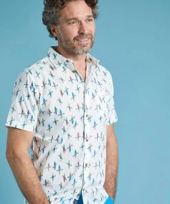 Weird Fish White Oceanside Organic Cotton Printed Short Sleeve Shirt
