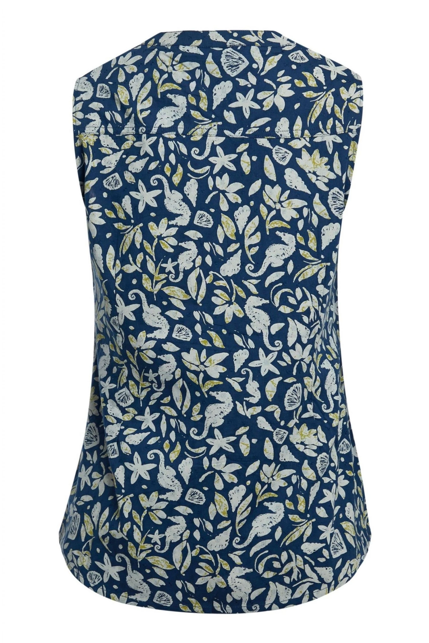 Weird Fish Blue Lazio Organic Cotton Printed Sleeveless Shirt 4 Weird Fish Blue Lazio Organic Cotton Printed Sleeveless Shirt - Image 4