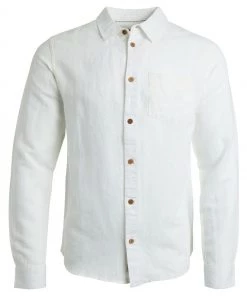 Weird Fish Cream Stronsay Linen Blend Long Sleeve Shirt