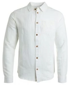 Weird Fish Cream Stronsay Linen Blend Long Sleeve Shirt -Weird Fish Sales unnamed file 379