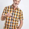 Weird Fish Yellow Berkley Organic Cotton Short Sleeve Gingham Shirt