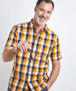 Weird Fish Yellow Berkley Organic Cotton Short Sleeve Gingham Shirt