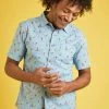 Weird Fish Blue Oceanside Organic Cotton Printed Short Sleeve Shirt