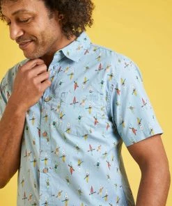 Weird Fish Blue Oceanside Organic Cotton Printed Short Sleeve Shirt -Weird Fish Sales unnamed file 388 scaled