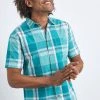 Weird Fish Green Organic Cotton Sleeve Check Shirt