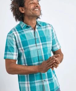 Weird Fish Green Organic Cotton Sleeve Check Shirt
