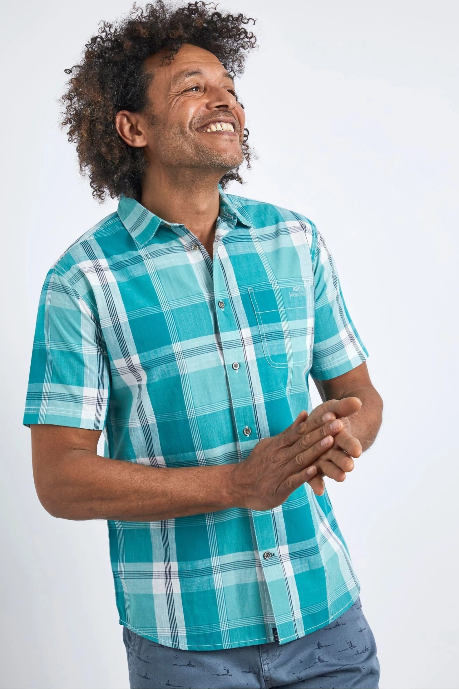 Weird Fish Green Organic Cotton Sleeve Check Shirt 1 Weird Fish Green Organic Cotton Sleeve Check Shirt