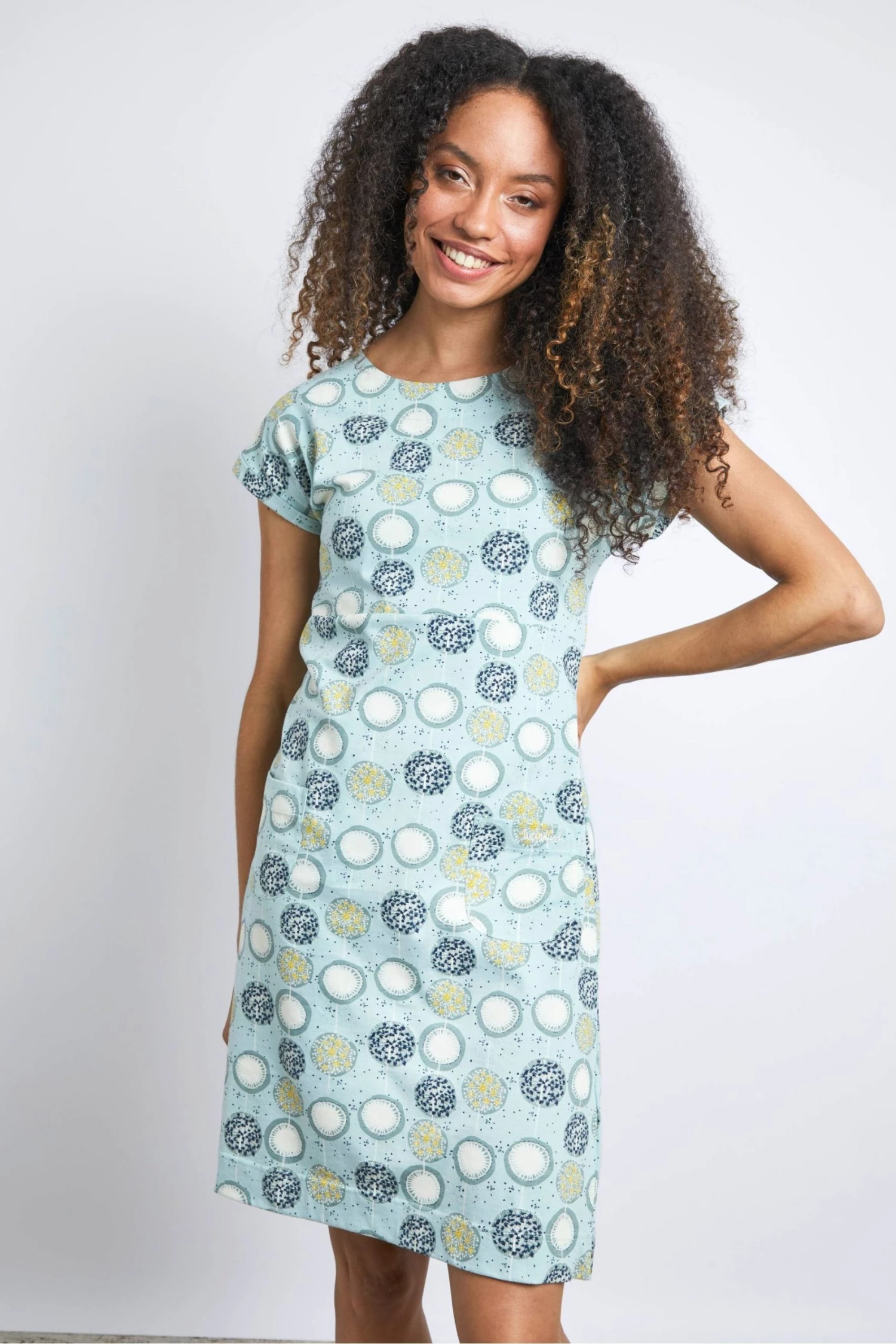 Weird Fish Blue Tallahassee Organic Cotton Printed Day Dress 1 Weird Fish Blue Tallahassee Organic Cotton Printed Day Dress