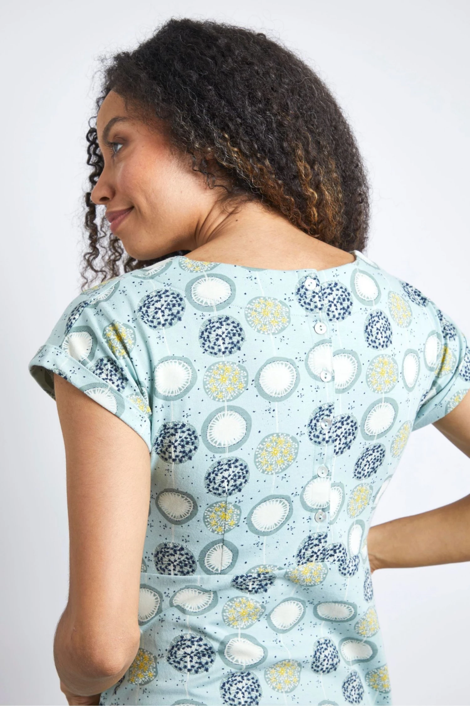 Weird Fish Blue Tallahassee Organic Cotton Printed Day Dress 3 Weird Fish Blue Tallahassee Organic Cotton Printed Day Dress - Image 3