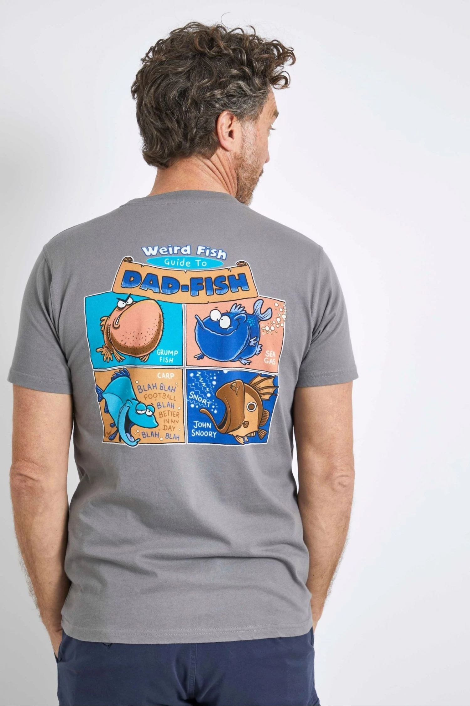 Weird Fish Grey Dad Fish Organic Cotton Artist T-Shirt 2 Weird Fish Grey Dad Fish Organic Cotton Artist T-Shirt - Image 2