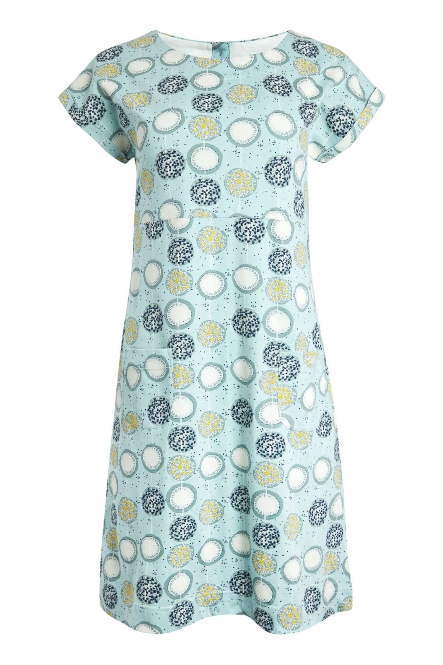 Weird Fish Blue Tallahassee Organic Cotton Printed Day Dress 6 Weird Fish Blue Tallahassee Organic Cotton Printed Day Dress - Image 6